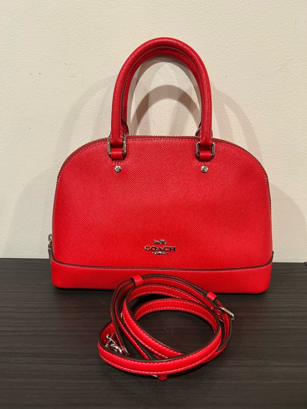 Coach Mini Sierra Satchel in Red Crossgrain Leather EUC